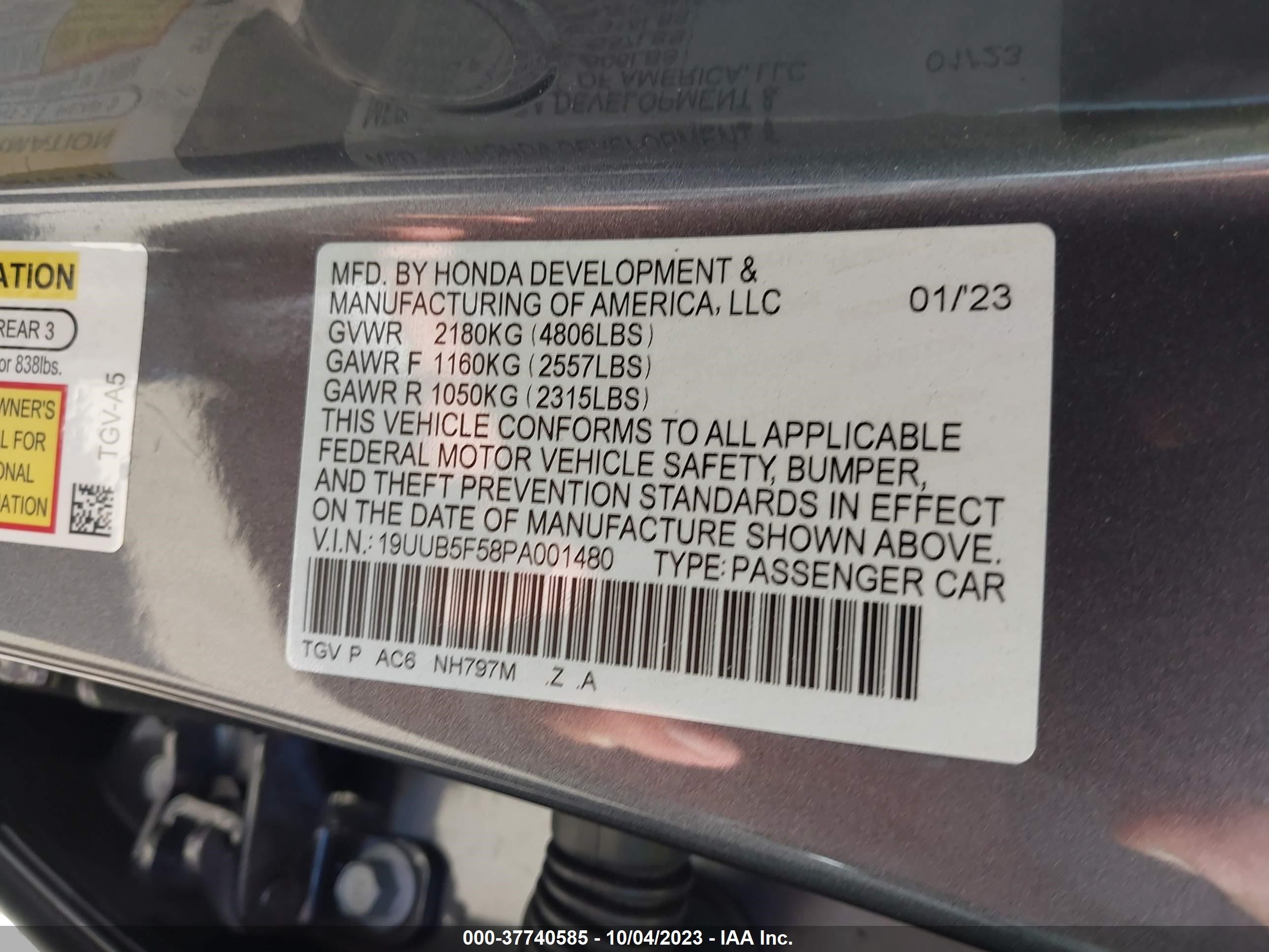 Photo 8 VIN: 19UUB5F58PA001480 - ACURA TLX 