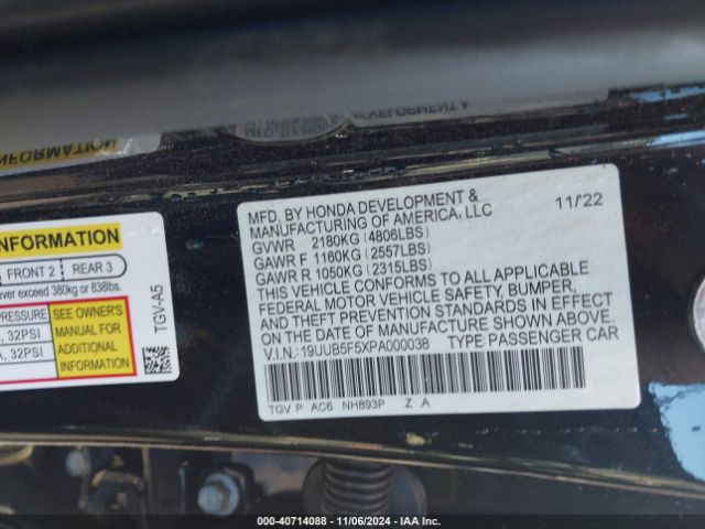 Photo 8 VIN: 19UUB5F5XPA000038 - ACURA TLX 