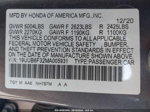 Photo 8 VIN: 19UUB6F32MA005931 - ACURA TLX 