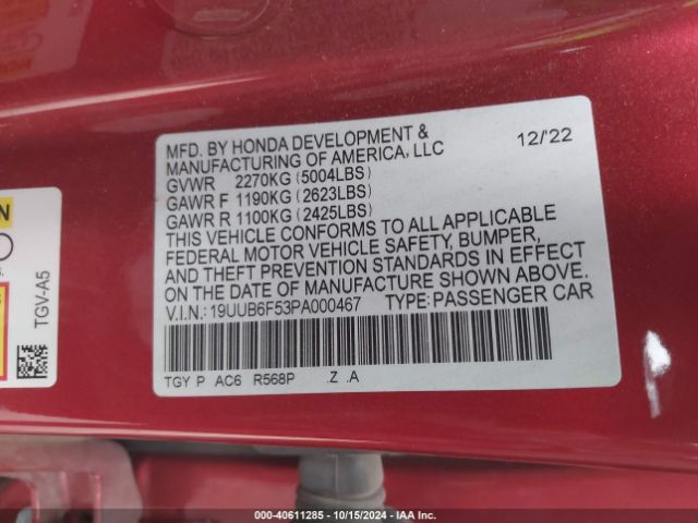 Photo 8 VIN: 19UUB6F53PA000467 - ACURA TLX 