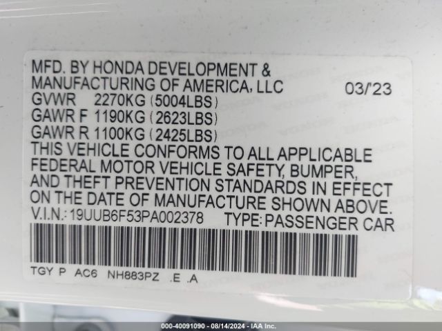 Photo 8 VIN: 19UUB6F53PA002378 - ACURA TLX 