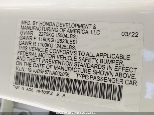 Photo 8 VIN: 19UUB6F57NA002056 - ACURA TLX 