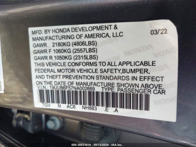 Photo 8 VIN: 19UUB6F58NA001076 - ACURA TLX 