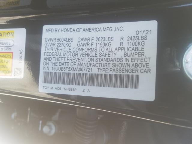 Photo 9 VIN: 19UUB6F5XMA007721 - ACURA TLX TECH A 