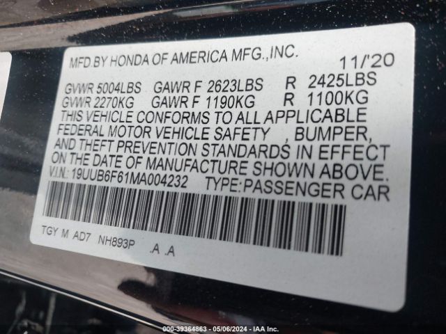 Photo 8 VIN: 19UUB6F61MA004232 - ACURA TLX 