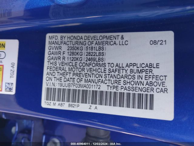 Photo 8 VIN: 19UUB7F03MA001172 - ACURA TLX 