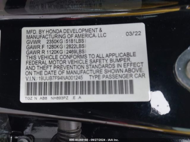 Photo 8 VIN: 19UUB7F94NA001245 - ACURA TLX 