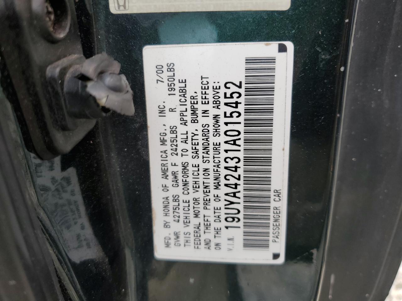 Photo 12 VIN: 19UYA42431A015452 - ACURA CL 