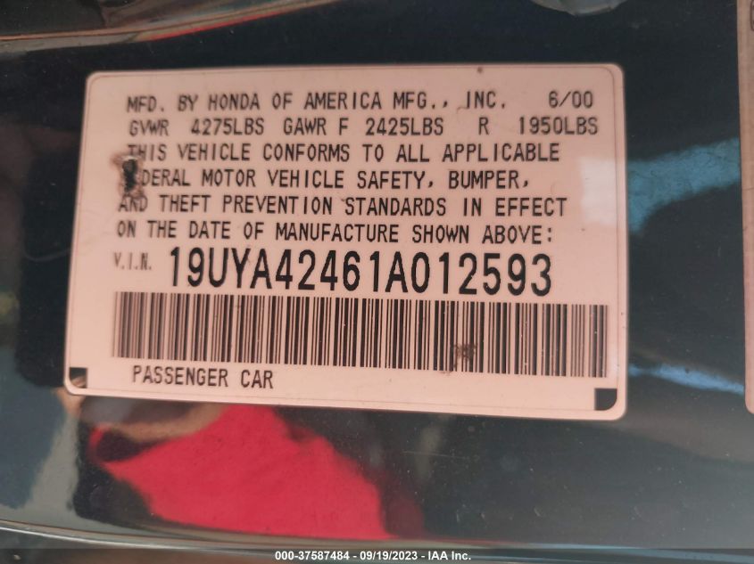 Photo 8 VIN: 19UYA42461A012593 - ACURA CL 