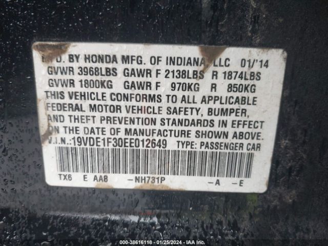 Photo 8 VIN: 19VDE1F30EE012649 - ACURA ILX 