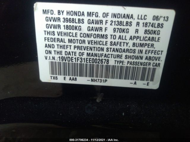 Photo 8 VIN: 19VDE1F31EE002678 - ACURA ILX 