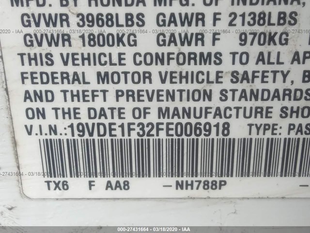 Photo 8 VIN: 19VDE1F32FE006918 - ACURA ILX 