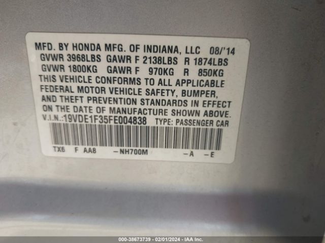 Photo 8 VIN: 19VDE1F35FE004838 - ACURA ILX 