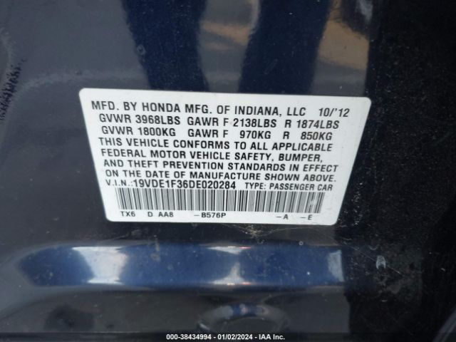 Photo 8 VIN: 19VDE1F36DE020284 - ACURA ILX 