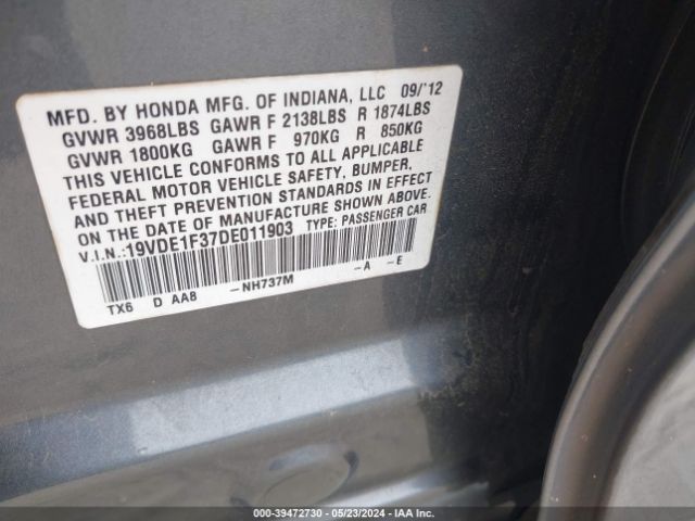 Photo 8 VIN: 19VDE1F37DE011903 - ACURA ILX 