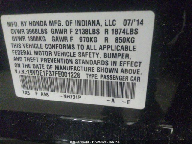 Photo 8 VIN: 19VDE1F37FE001228 - ACURA ILX 