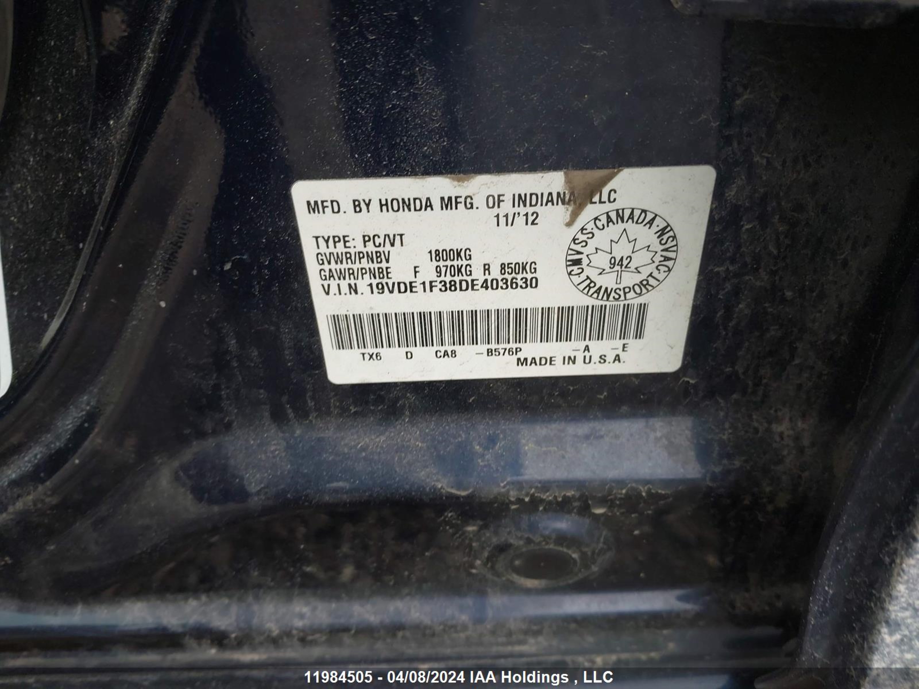 Photo 8 VIN: 19VDE1F38DE403630 - ACURA ILX 