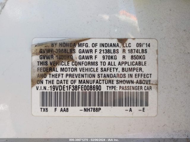 Photo 8 VIN: 19VDE1F38FE008690 - ACURA ILX 