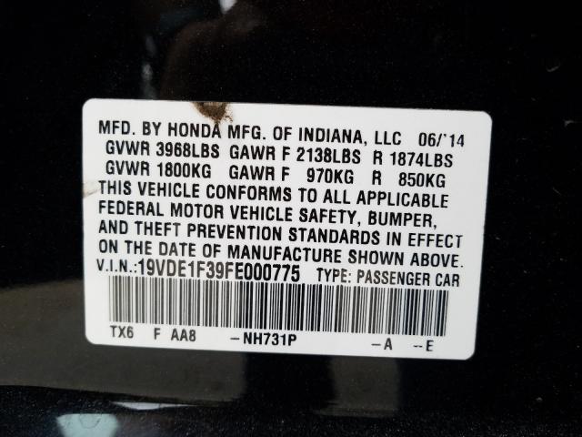 Photo 9 VIN: 19VDE1F39FE000775 - ACURA ILX 20 