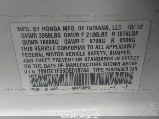 Photo 8 VIN: 19VDE1F53DE016744 - ACURA ILX 