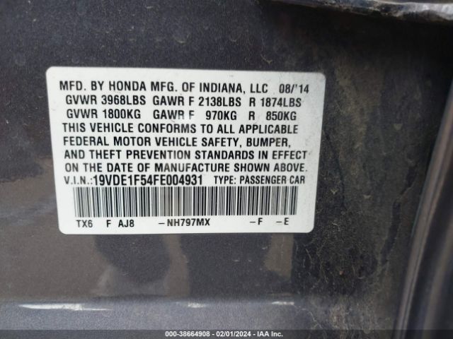 Photo 8 VIN: 19VDE1F54FE004931 - ACURA ILX 