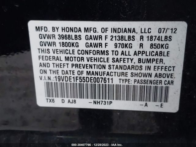 Photo 8 VIN: 19VDE1F55DE007611 - ACURA ILX 