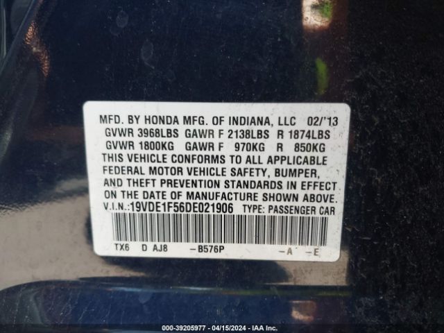 Photo 8 VIN: 19VDE1F56DE021906 - ACURA ILX 