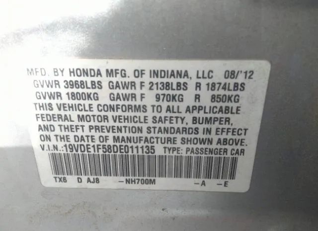 Photo 8 VIN: 19VDE1F58DE011135 - ACURA ILX 