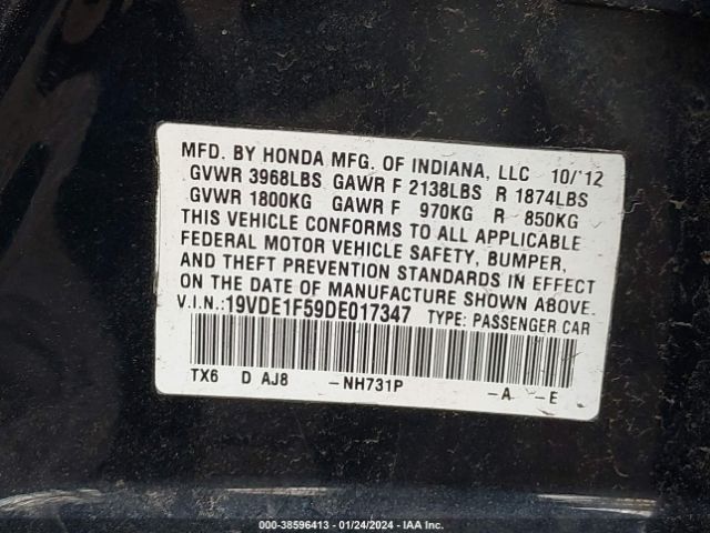 Photo 8 VIN: 19VDE1F59DE017347 - ACURA ILX 