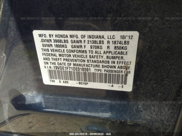 Photo 8 VIN: 19VDE1F71DE018591 - ACURA ILX 