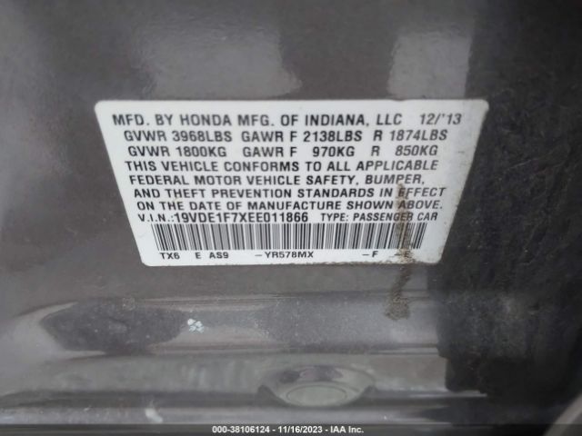 Photo 8 VIN: 19VDE1F7XEE011866 - ACURA ILX 