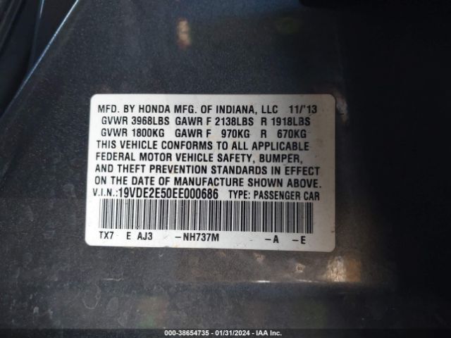 Photo 8 VIN: 19VDE2E50EE000686 - ACURA ILX 