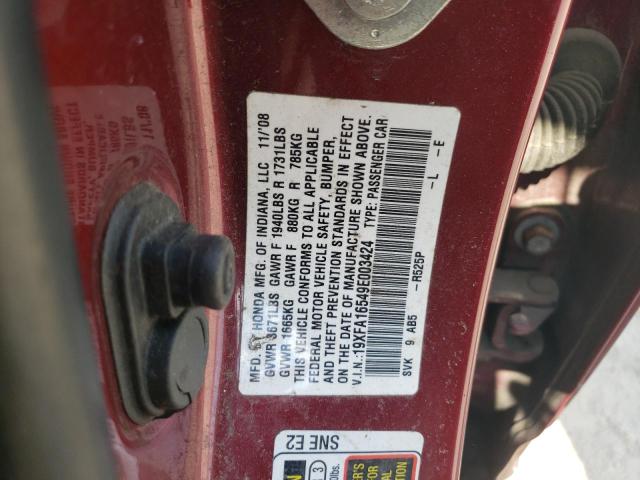 Photo 12 VIN: 19XFA16549E003424 - HONDA CIVIC LX 