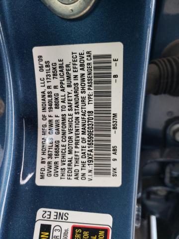 Photo 11 VIN: 19XFA16599E037018 - HONDA CIVIC LX 