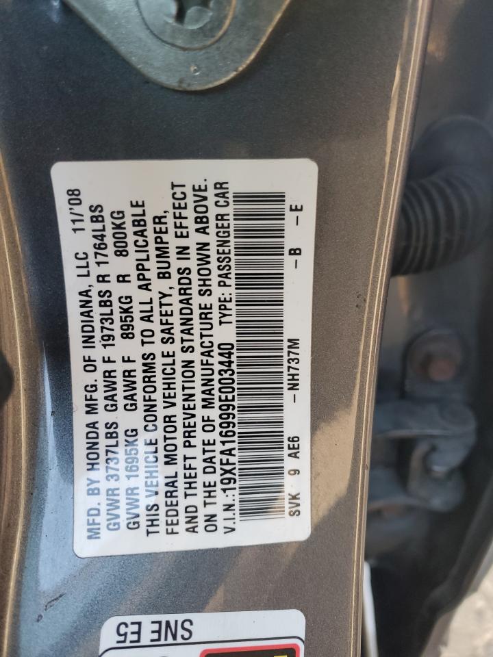 Photo 12 VIN: 19XFA16999E003440 - HONDA CIVIC 