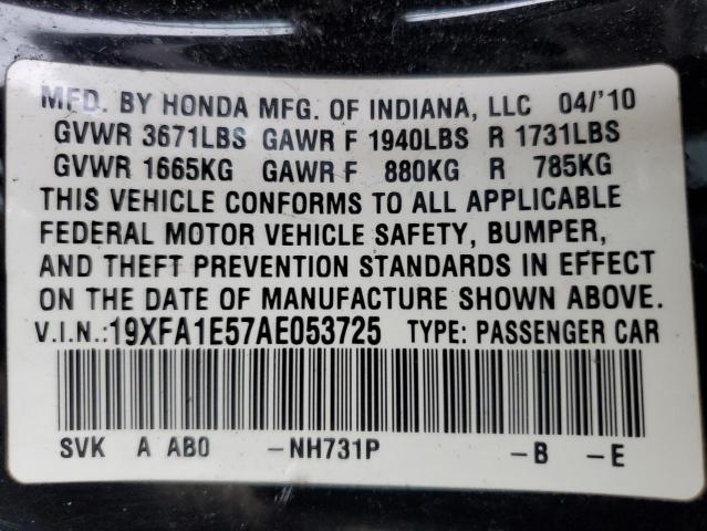 Photo 11 VIN: 19XFA1E57AE053725 - HONDA CIVIC 