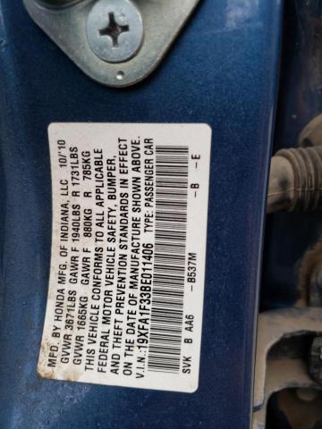 Photo 11 VIN: 19XFA1F33BE011406 - HONDA CIVIC 