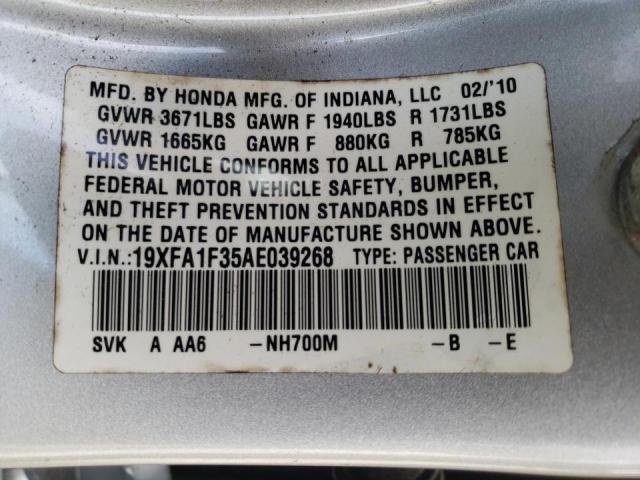 Photo 9 VIN: 19XFA1F35AE039268 - HONDA CIVIC VP 