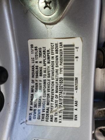 Photo 9 VIN: 19XFA1F37AE021659 - HONDA CIVIC VP 