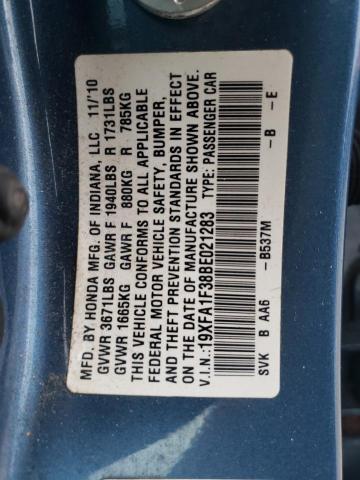 Photo 11 VIN: 19XFA1F38BE021283 - HONDA CIVIC 