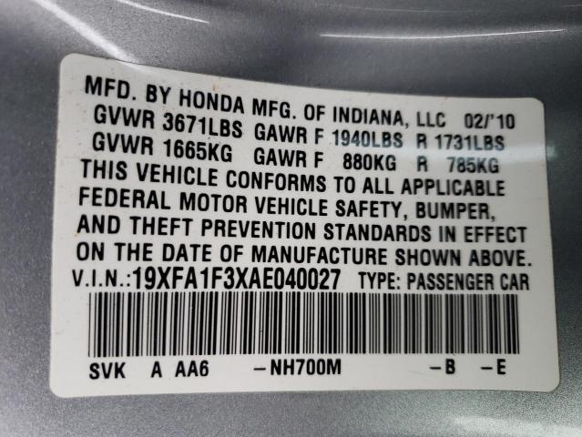 Photo 11 VIN: 19XFA1F3XAE040027 - HONDA CIVIC VP 