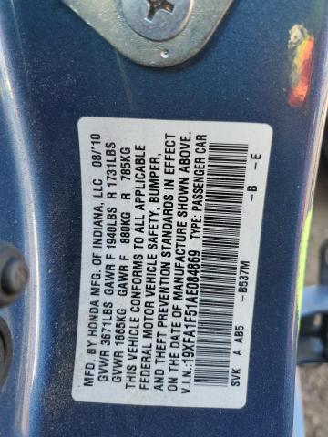 Photo 12 VIN: 19XFA1F51AE084869 - HONDA CIVIC 