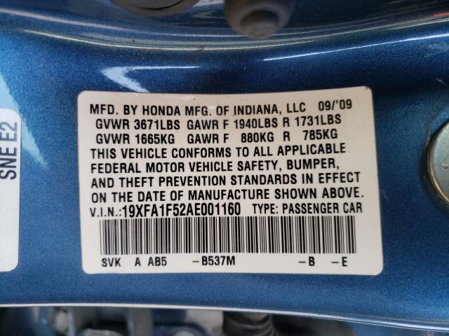 Photo 9 VIN: 19XFA1F52AE001160 - HONDA CIVIC LX 