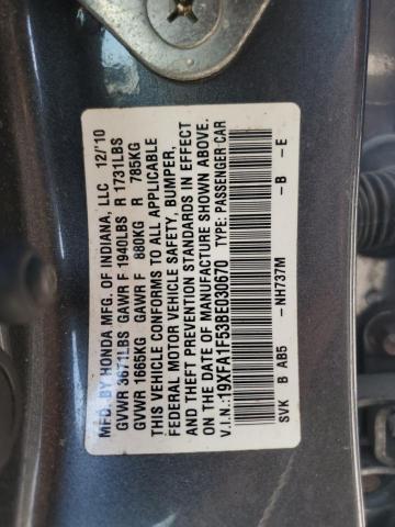 Photo 11 VIN: 19XFA1F53BE030670 - HONDA CIVIC LX 