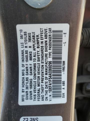 Photo 11 VIN: 19XFA1F54AE069296 - HONDA CIVIC 