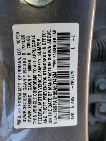 Photo 11 VIN: 19XFA1F55AE014534 - HONDA CIVIC LX 