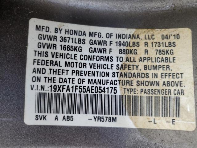 Photo 12 VIN: 19XFA1F55AE054175 - HONDA CIVIC LX 