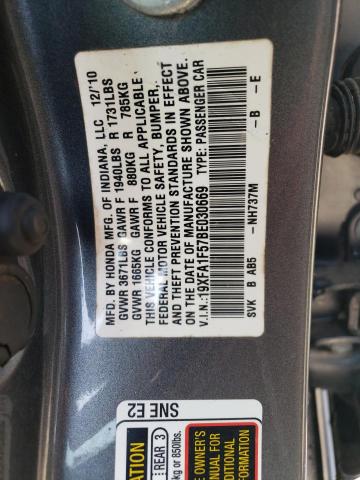 Photo 9 VIN: 19XFA1F57BE030669 - HONDA CIVIC LX 