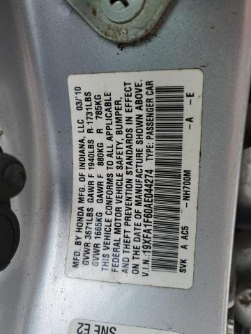 Photo 11 VIN: 19XFA1F60AE044274 - HONDA CIVIC 