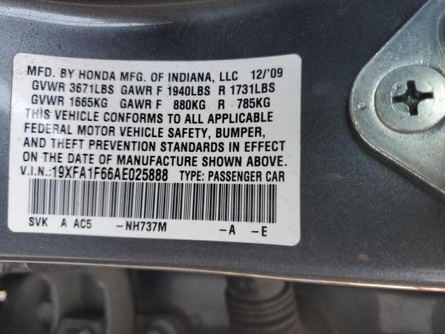 Photo 11 VIN: 19XFA1F66AE025888 - HONDA CIVIC 